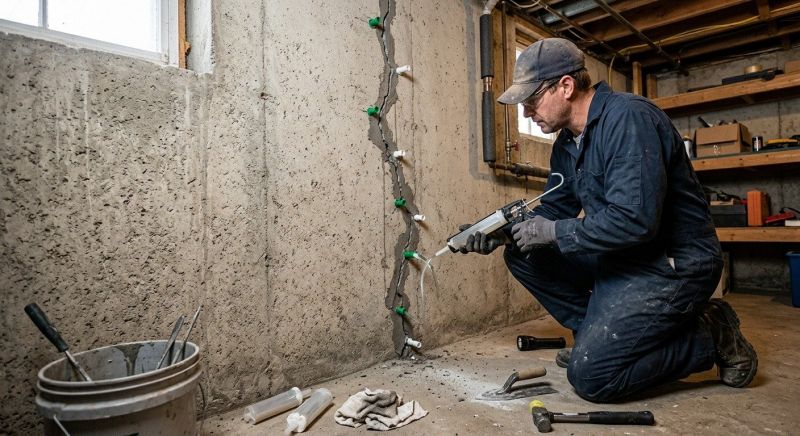 Cracked Basement Floor Repair in Jasper, GA